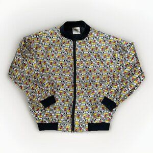 Vintage Mickey & Co. Satin Bomber Jacket Mickey Mouse AOP Print Mens Size Small